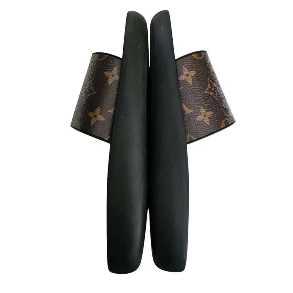 Louis Vuitton Sunbath Flat Slide Sandal Size 40 US 10 Brown LV Monogram Rubber - Picture 6 of 8